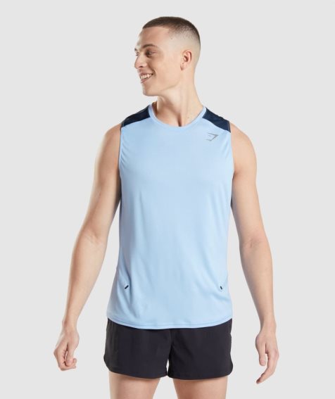 Men's Gymshark Speed Evolve Tanks Blue | CA 05NDA8